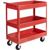 Image 1 : AmazonBasics Steel 3-Shelf Multipurpose Tub Utility/Supply Cart with 550 lb capacity - Red
