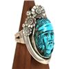 Image 2 : Navajo Signed Leekya-style Turquoise Silver Ring -Rare!  [190067]