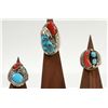 Image 1 : Navajo Turquoise/Coral Rings (3) [124914]