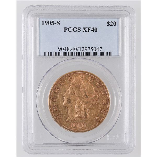 Liberty Head $20 Gold: 1905-S XF 40 [189988]