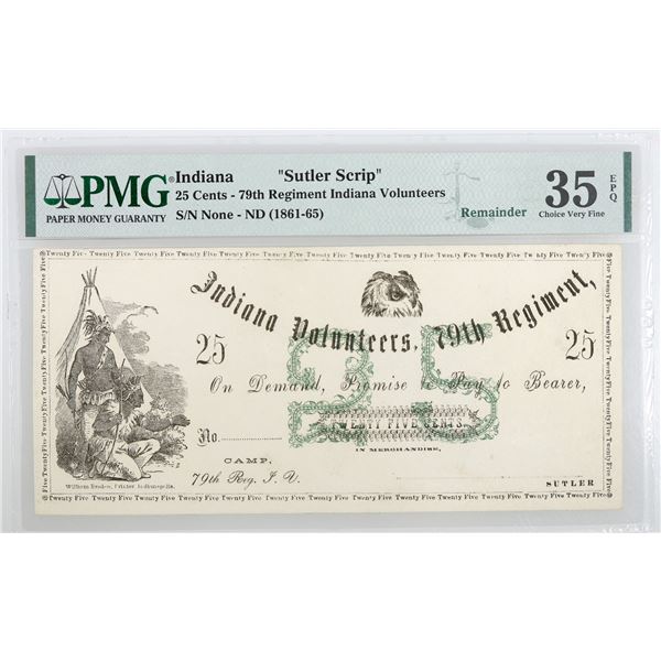 Sutler Scrip 79th Regiment Indiana Volunteers  25 Cents [188019]