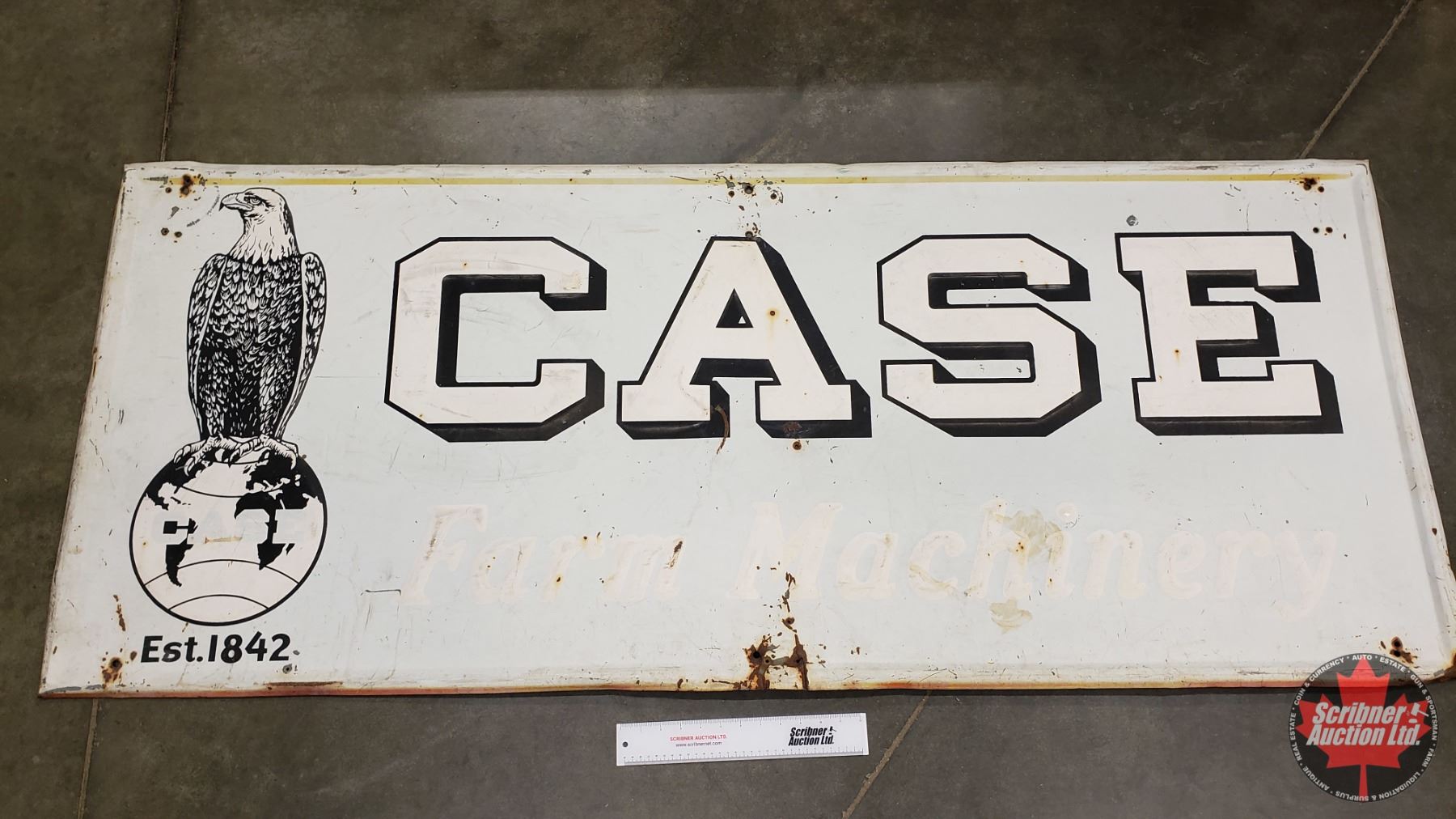 Single Side Embossed Tin Sign : CASE Farm Machinery (29-3/4