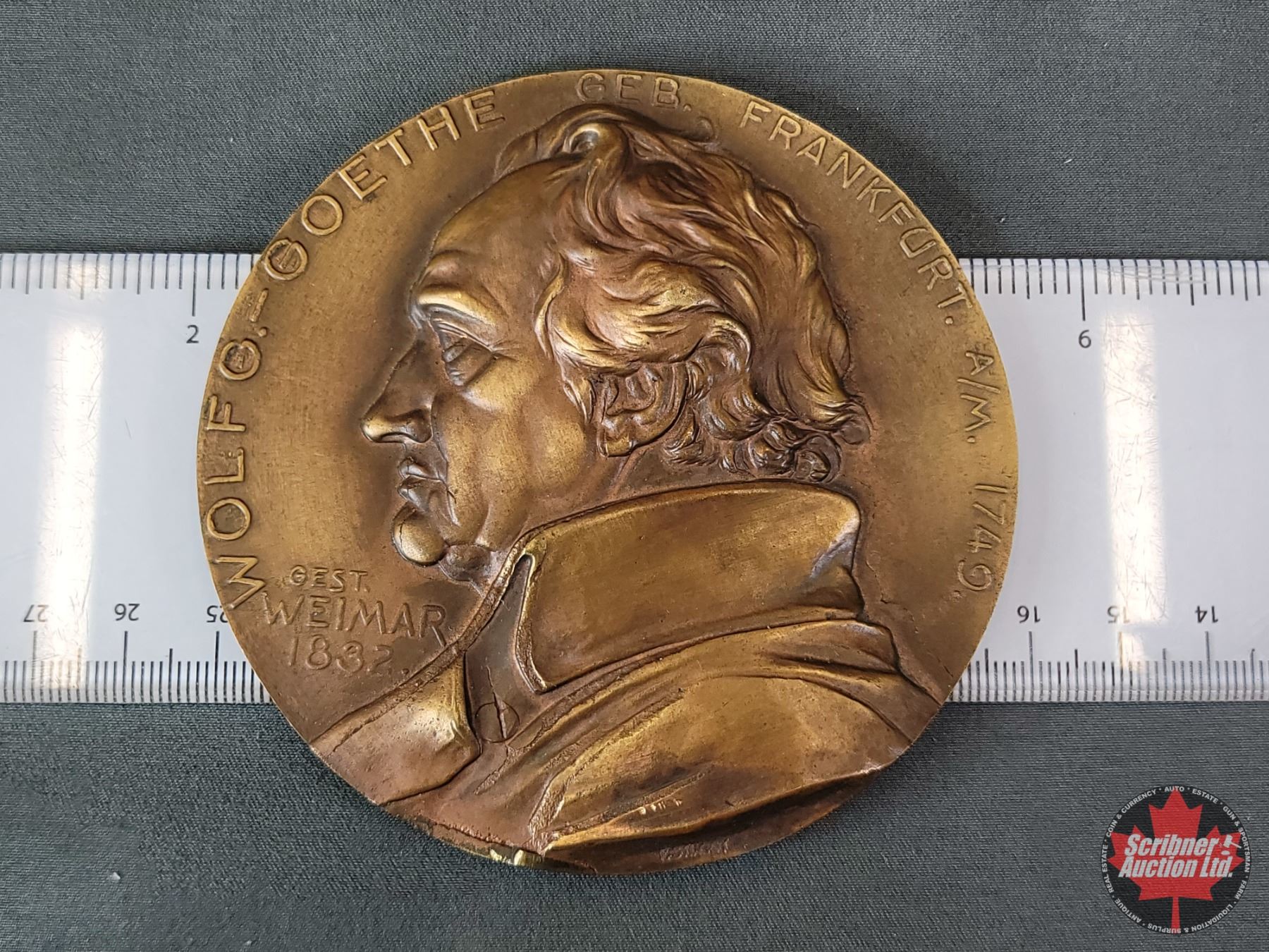 Wolf Medal Math Vintage Bronze Table Medal of Wolf G Goethe (Scientist) by Franz ...