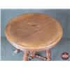 Image 2 : Glass Ball Foot Oak Piano Stool (Adjustable Height : Lowest Measure 22"H x Seat 14"Dia) (SEE PICS!) 