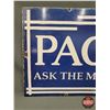 Image 2 : Single Side Porcelain Sign "PACKARD" "ASK THE MAN WHO OWNS ONE" (21" x 48"W) (Walker & Co Detroit) (