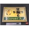 Image 1 : EXPORT "A" Electric Lighted Advertising Wall Clock (Working) (12-3/4"H x 19"W x 4-1/2"D) (SEE PICS!)