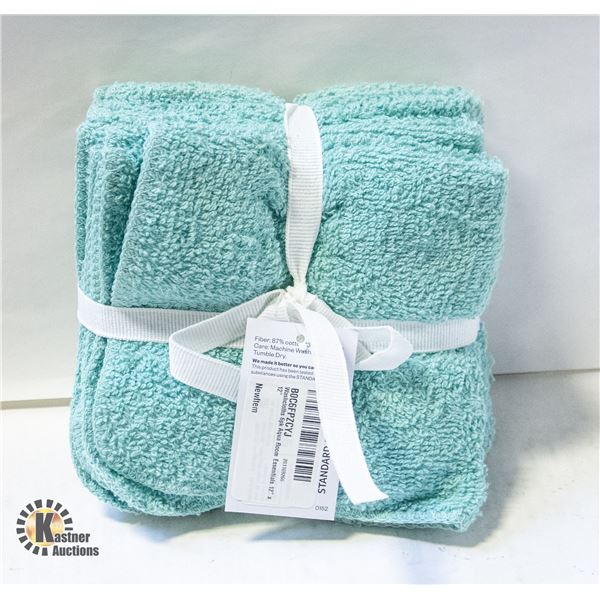 NEW ROOM ESSENTIALS WASHCLOTHS 6 PACK - AQUA COLOR