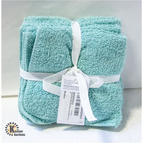 NEW ROOM ESSENTIALS WASHCLOTHS 6 PACK - AQUA COLOR
