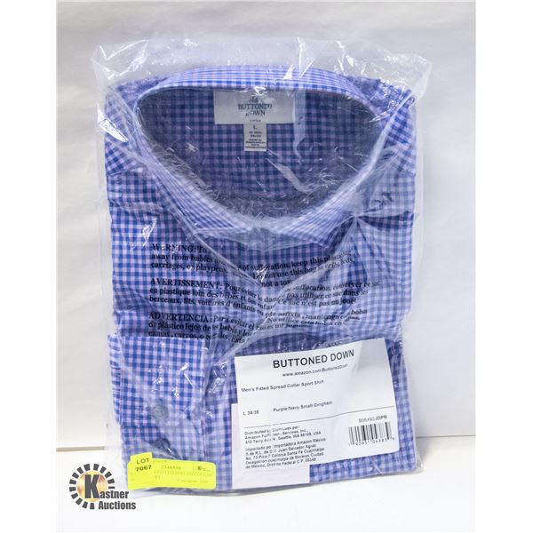NEW MENS FITTED SPREAD COLLAR SPORT SHIRT