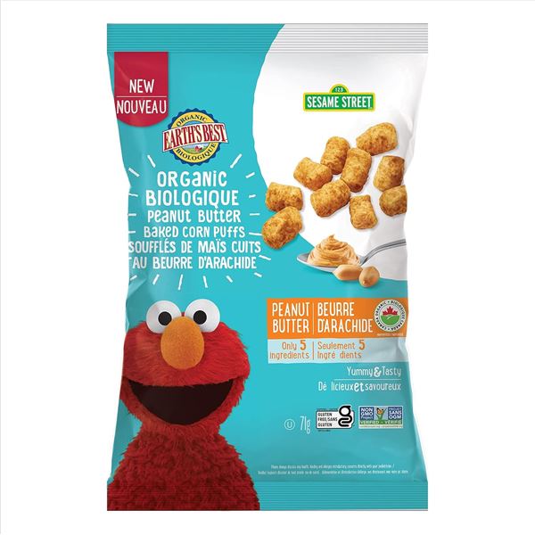 NEW 6 X 71G EARTHS BEST PEANUT BUTTER CORN PUFFS