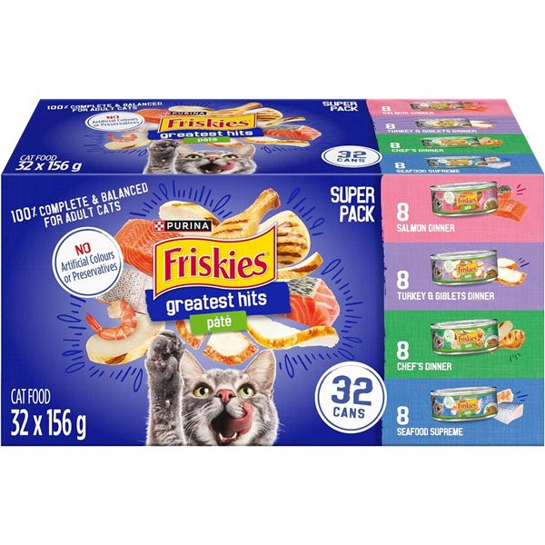 32 CANS SUPER PACK PURINA FRISKIES PATE GREATEST
