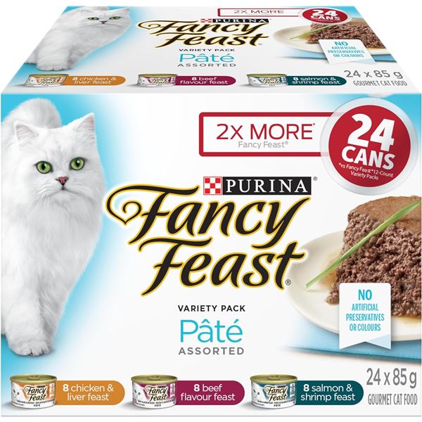 24 PURINA FANCY FEAST PATE SOFT CAT FOOD - 85G PER