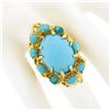 Image 3 : Vintage 18k Gold Large Oval Cabochon Cut Turquoise Open Coral Reef Freeform Ring