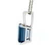 Image 5 : 14K White Gold 9.10 ctw Emerald Cut London Blue Topaz w/ Diamond Pendant & Chain