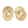Image 1 : Vintage Retro Krementz 14K Gold 4.5mm Pearl Grooved Fluted Interlocking Earrings
