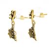 Image 3 : Vintage Victorian Revival 14k Gold Opal Textured Wire Flower Dangle Earrings