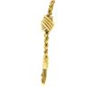 Image 6 : 14K Yellow Gold Long Rope Chain Textured Knot Slide Dual Tassel Lariat Necklace
