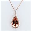 Image 3 : 14.80 ctw Morganite and 0.98 ctw Diamond 14K Rose Gold Pendant