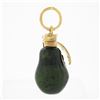 Image 4 : Vintage 14k Gold Bulb Shape Green Tourmaline Pear & Hand Wire Leaf Charm Pendant