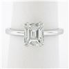 Image 1 : NEW Platinum 1.88 ctw GIA Old Emerald Cut Prong Diamond Solitaire Engagement Rin