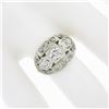 Image 3 : Antique Edwardian 14k TT Gold 1.56 ctw European Diamond Wide Domed Cocktail Ring