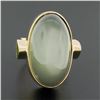 Image 2 : 22K Gold Large GIA Oval Cabochon Bezel Cat's Eye Moonstone Trillion Peridot Ring