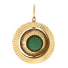 Image 1 : Antique Handmade 18k Gold Prong Round Cabochon Green Stone Fluted Swivel Pendant