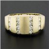 Image 2 : Unisex 14K Gold 0.60 ctw Round Diamond Grooved Channel Brushed Wide Band Ring