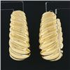 Image 2 : Milor Italian 14K Yellow Gold Polished Puffed Ribbed Wide Hoop Huggie Earrings