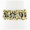 Image 1 : Vintage Blackened 18k Yellow Gold Nugget Dots Textured Eternity Wide Band Ring
