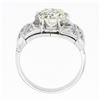 Image 8 : Vintage Platinum 2.15 ctw GIA Round Prong Set Diamond w/ Accents Engagement Ring