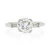 Image 4 : Vintage Platinum 1.14 ctw GIA Round Diamond w/ Baguette Accent Engagement Ring
