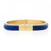 Image 1 : Vintage 14K Yellow Gold Inlaid Set Blue Lapis 6.75" Hinged Open Bangle Bracelet