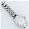 Image 7 : Rolex Ladies Stainless Steel White Dial White Gold Fluted Bezel Wristwatch