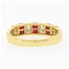 Image 6 : 14K Gold 0.54 ctw Alternating Square Ruby & Round Diamond Channel Set Band Ring