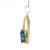 Image 4 : 14K TT Gold Interlocking Braided & Polished Circle Blue Topaz Pendant w/ Chain