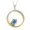 Image 6 : 14K TT Gold Interlocking Braided & Polished Circle Blue Topaz Pendant w/ Chain