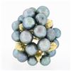 Image 4 : 14k Yellow Gold Bluish Gray Pearl w/ Etched Leaf Large Cluster Cocktail Ring