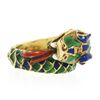 Image 4 : Vintage 18k Yellow Gold Multicolor Enamel Detailed Textured Snake Wrap Ring