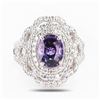 Image 2 : 2.18 ctw UNHEATED Pinkish Purple and 1.29 ctw Diamond Platinum Ring (GIA CERTIFI