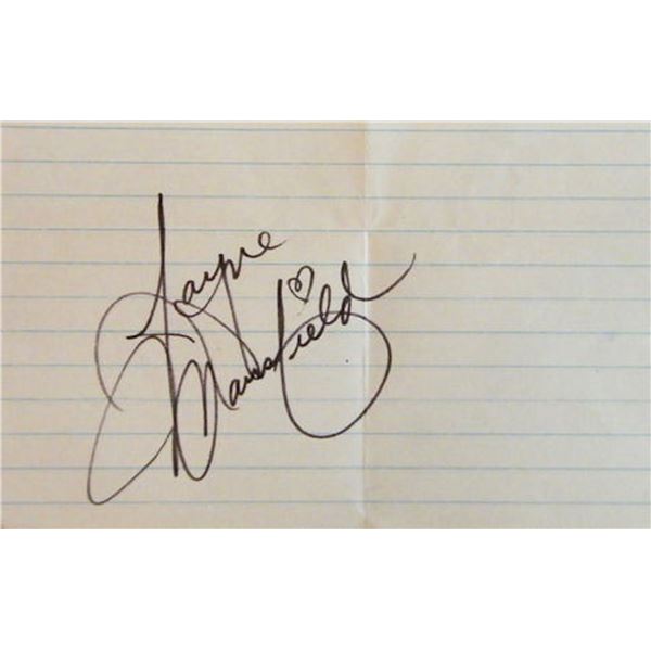Jayne Mansfield signature slip