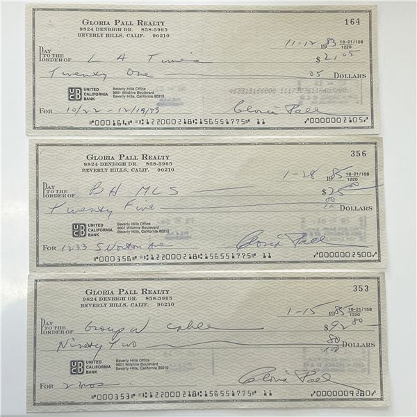 Gloria Pall signed checks