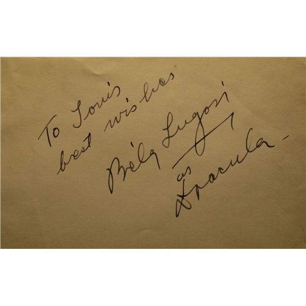 Bella Lugosi Count Dracula signature slip