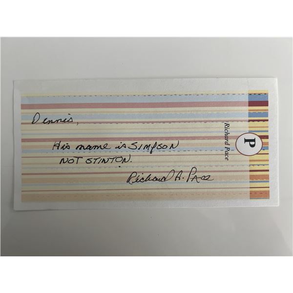 JFK Assassination Richard A. Pace signed note on personal stationary