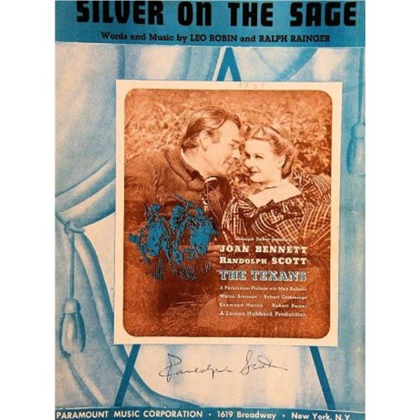 Randolph Scott signed sheet music