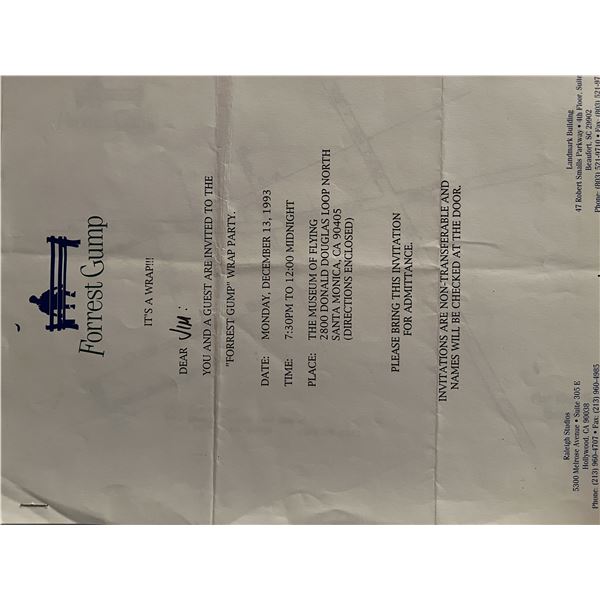 Forrest Gump  Wrap Party  invitation