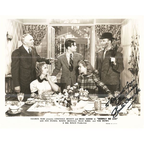 Merrily We Live Bonita Granville Signed Movie Photo