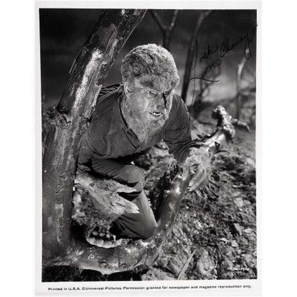 Lon Chaney Jr signed promo photo