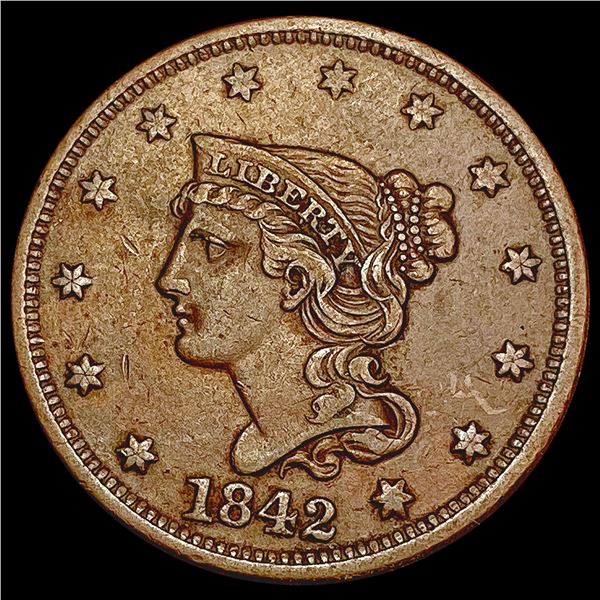 1842 Braided Hair Large Cent CLOSELY UNCIRCULATED