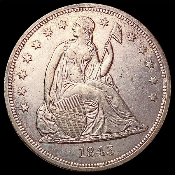1843 Seated Liberty Dollar CHOICE AU